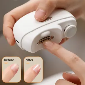 Electric Nail Clipper & Buffer Machine, LED Light, Anti-Catch Design, USB Rechargeable, Multifunctional Manicure Tool, Home/salon Use