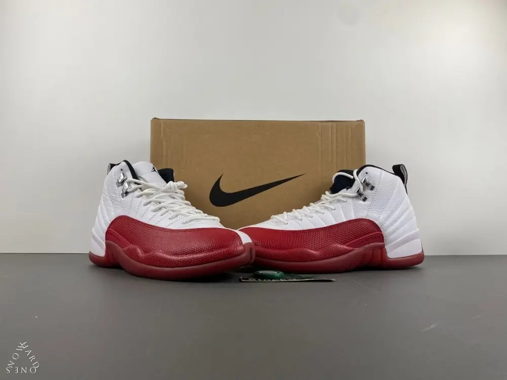 High Top Cushioned Basketball Sneakers, White Red Grain Leather Upper, Shock Absorbing Red Rubber Outsole, Anti-Slip Black Herringbone Traction, Competitive Court & Classic Street Occasions