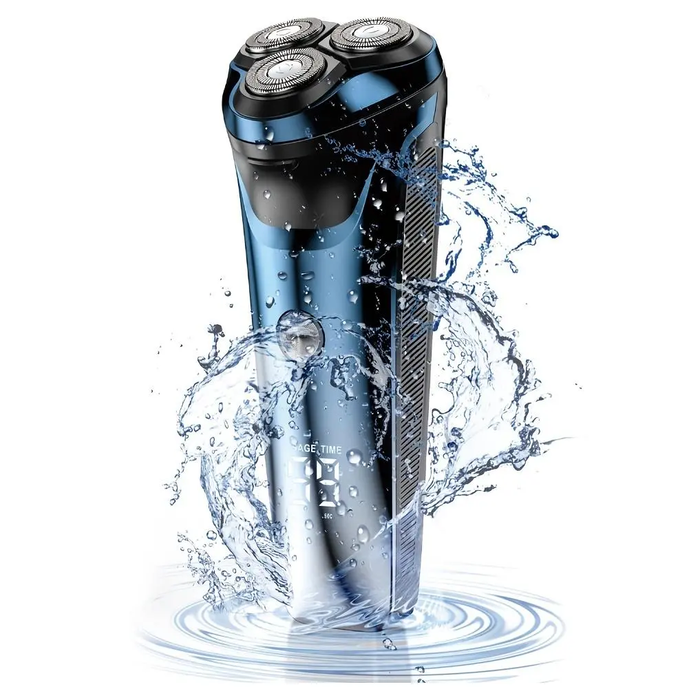 Digital Display Electric Shaver, Showerproof Cordless Shaver, USB Rechargeable Cordless Wet & Dry Use Smooth Trimmer, Safety Razor for Men, Daily Facial Care Product, Men's Personal Care Products