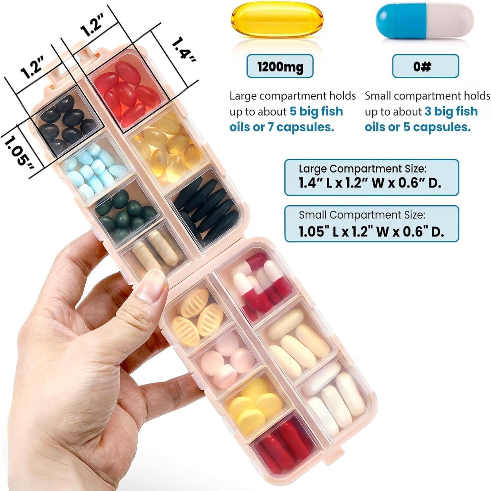 UFORU Portable Pill Storage Box, Travel Pill Organizer Box with 147-420 Brand Labels/stickers, 10-14grid Mini Pill Container, Pocket Size Dustproof Remedies Pill Box, Medicine Storage Organizer, Pill Case, Travel Essentials, Household Items, Vitamin Box