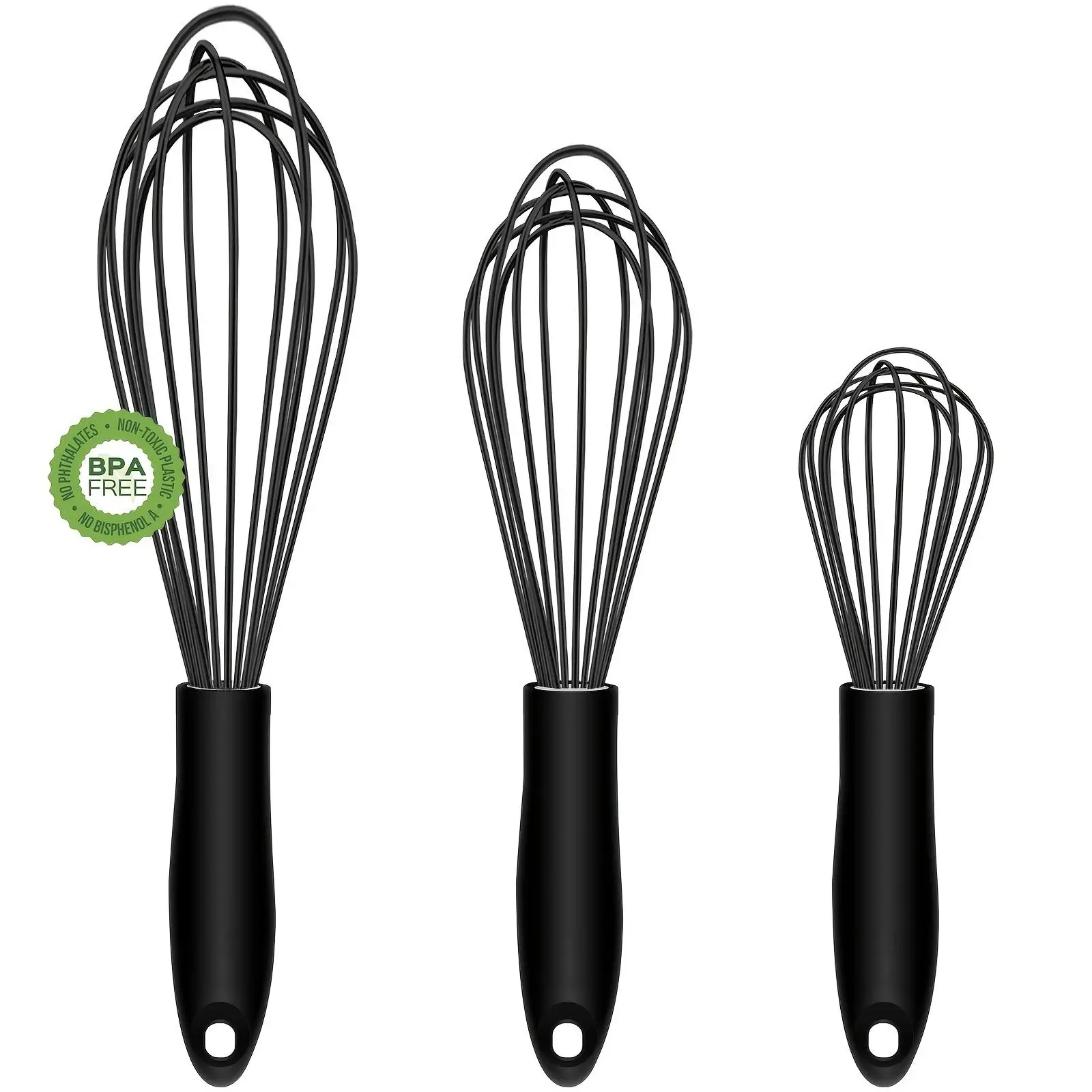 3pcs/Set Manual Egg Mixer with Handle, Portable Anti-scratch Hand Egg Beater, Handheld Whisk For Butter Cream Egg Paste, Kitchenware