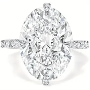 Women's 5CT Oval GRA Lab White Loose Moissanite Engagement Wedding Ring Set, Handmade Customizable D-VVS Wedding Gift, Queen Summer Vibes Ring Silver Marquise