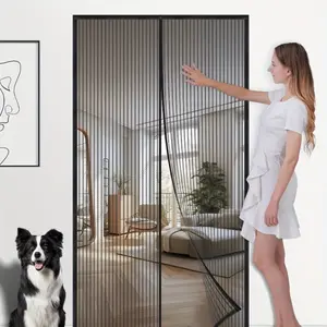 FallFreshness Breathable Heavy Duty Pet Friendly Screen Door Reinforced Corners Withstand Scratching Large Opening Self Sealing Magnets Easy DIY Install No Drilling garage  privacy  screen Magnetic Mosquito Net Screen Door Curtain
