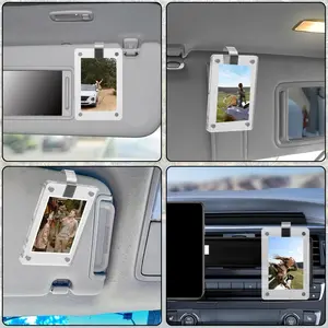 4 Pack Car Photo Holder, Personalized Acrylic Visor Clip Picture Frame, Magnetic Photo Display Frames for Family, Couples, Drivers, Car Sun Visor, Fridge, Safe Driving Presents 3.55"x2.36"
