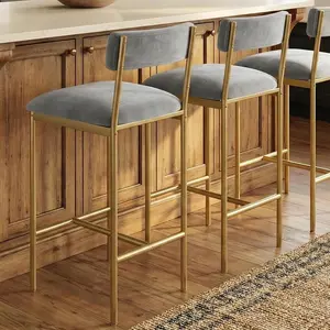 Garvee 2-Pack Upholstered Bar Stools – Counter Height Design with Back Support and Footrest, Spacious Seat, Great for Kitchen Island & Dining Room, Quick Assembly, Gold Color