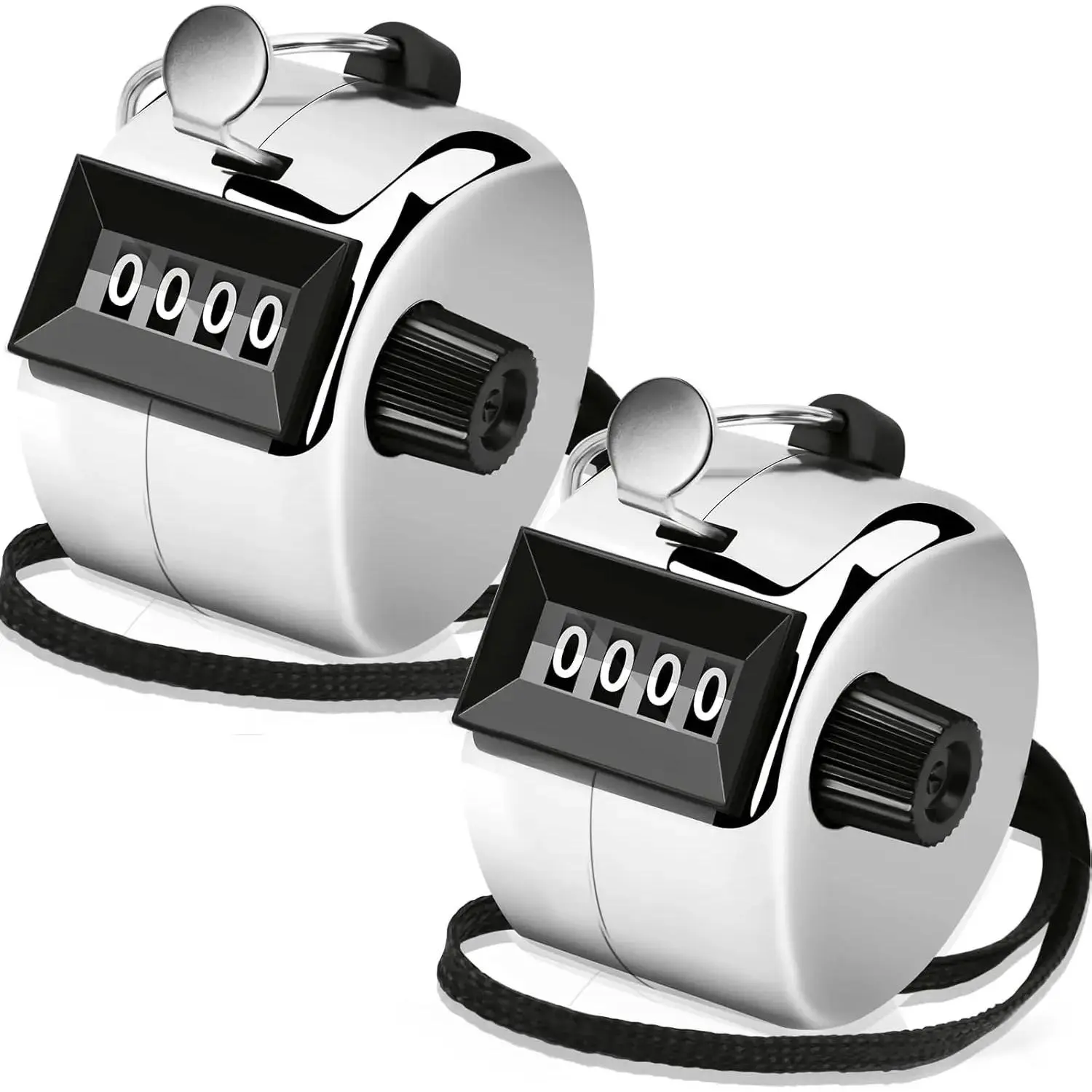 2 Pack Clicker Counter, Metal Hand Tally Counter Clicker, 4 Digit Mechanical Palm Click Counter for Counting Numbers, Coaching,  Events Count Cango Gear