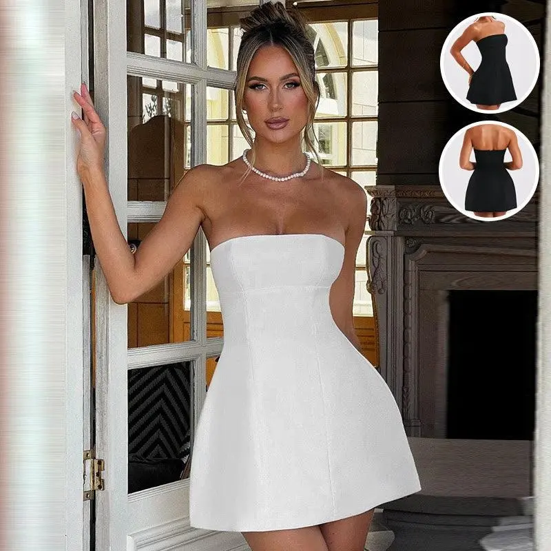 Fashion Tube Dress Summer Solid Color Sasual Backless Slim Short Dresses Party Womens Clothing Casual Wear Comfort Lady Womenswear High Waist Minimalist Sleeveless Sexy Gowns Style Skirt Comfortable