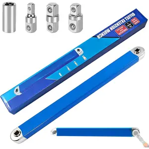 15 Inch Offset Extension Wrench,  Ready Socket Wrench Extender Tool Set with Versatile 1/2", 1/4" and 3/8" Square Drive Adapters, Universal Extensions Wrench for Tight Place