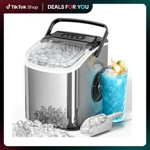 Kismile Countertop Bullet Ice Maker (Icemakers Countertop) - 26 lbs/Day, 9 Cubes in 6 Mins, 1.2L Compact Size, Self-Cleaning, Carry Handle for Home, Office (Black)