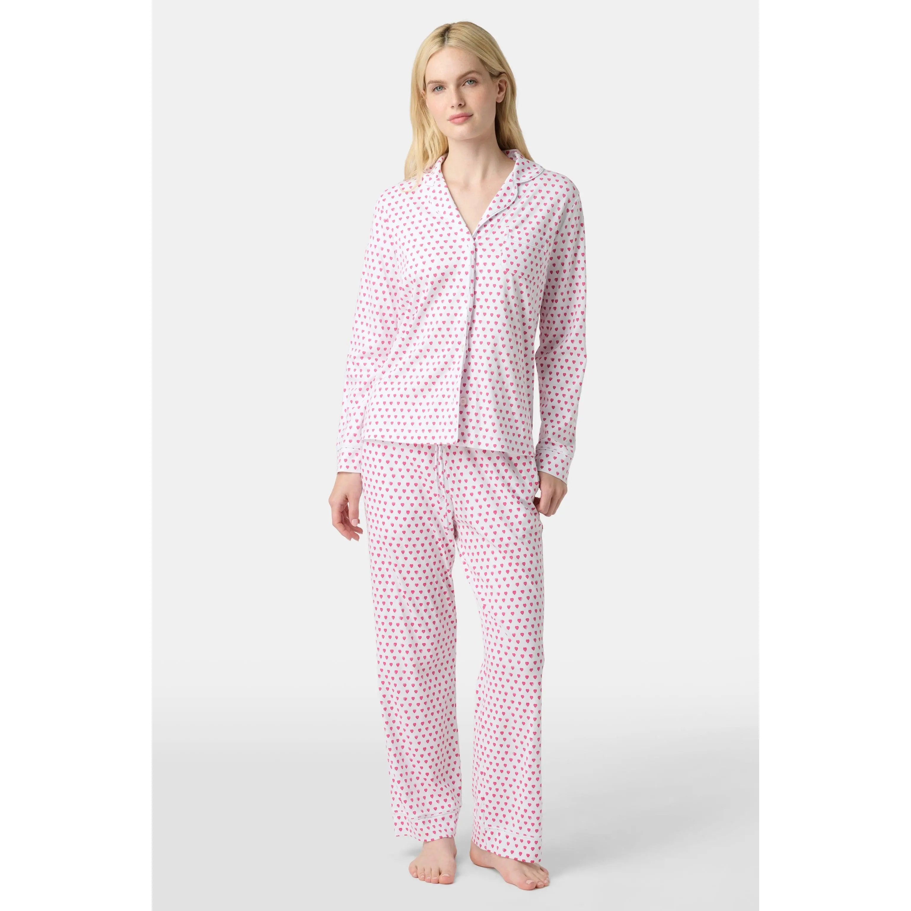 Hearts Long Sleeve Polo Pajamas