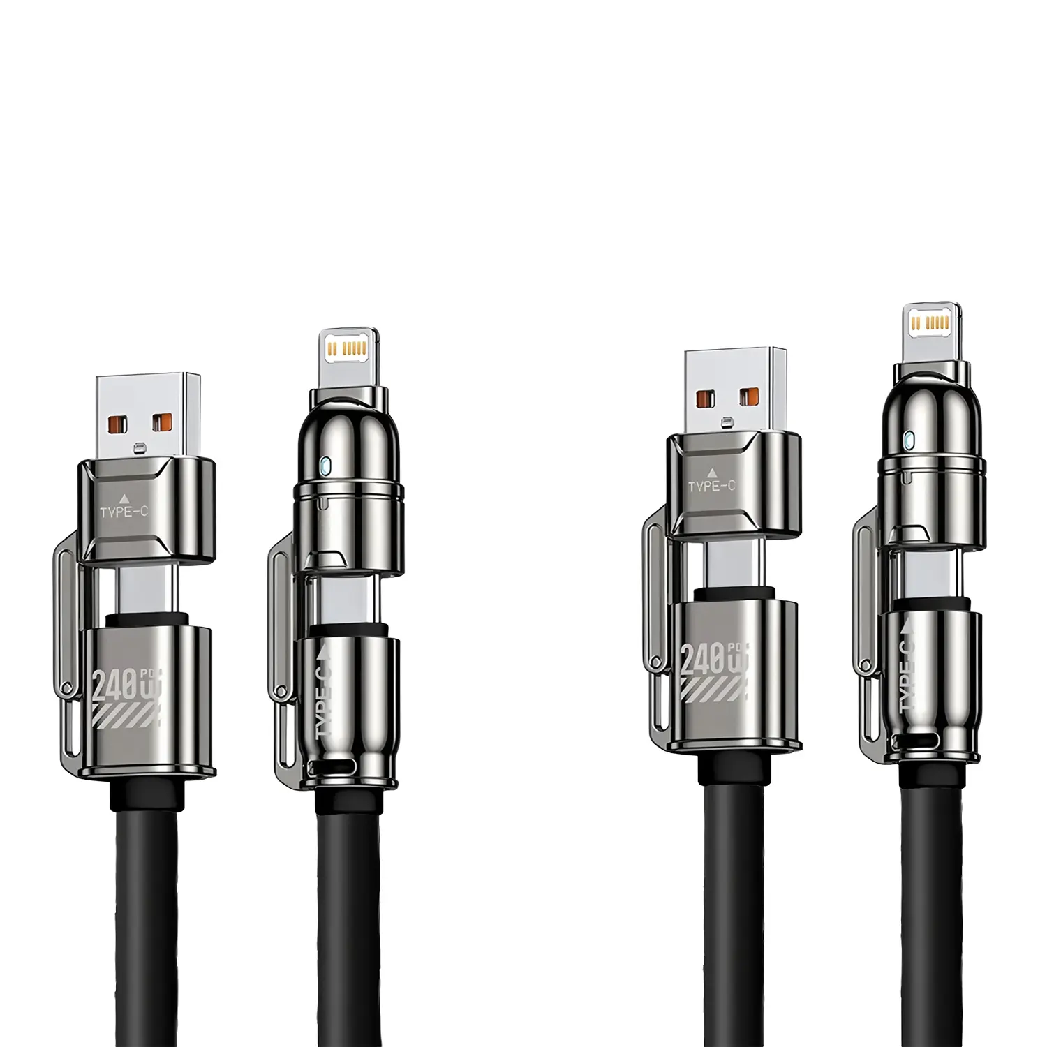 Fast Charging Lightning Charge Line, Lightning Cord, Lightning Connector, 240w High Power Portable Data Cable, 4-In-1 Fast Charger! One Solution for All Devices, Cellphone, Electronic, Mobile, Smartphone, Lightning Cables, Ideal for Lazy People