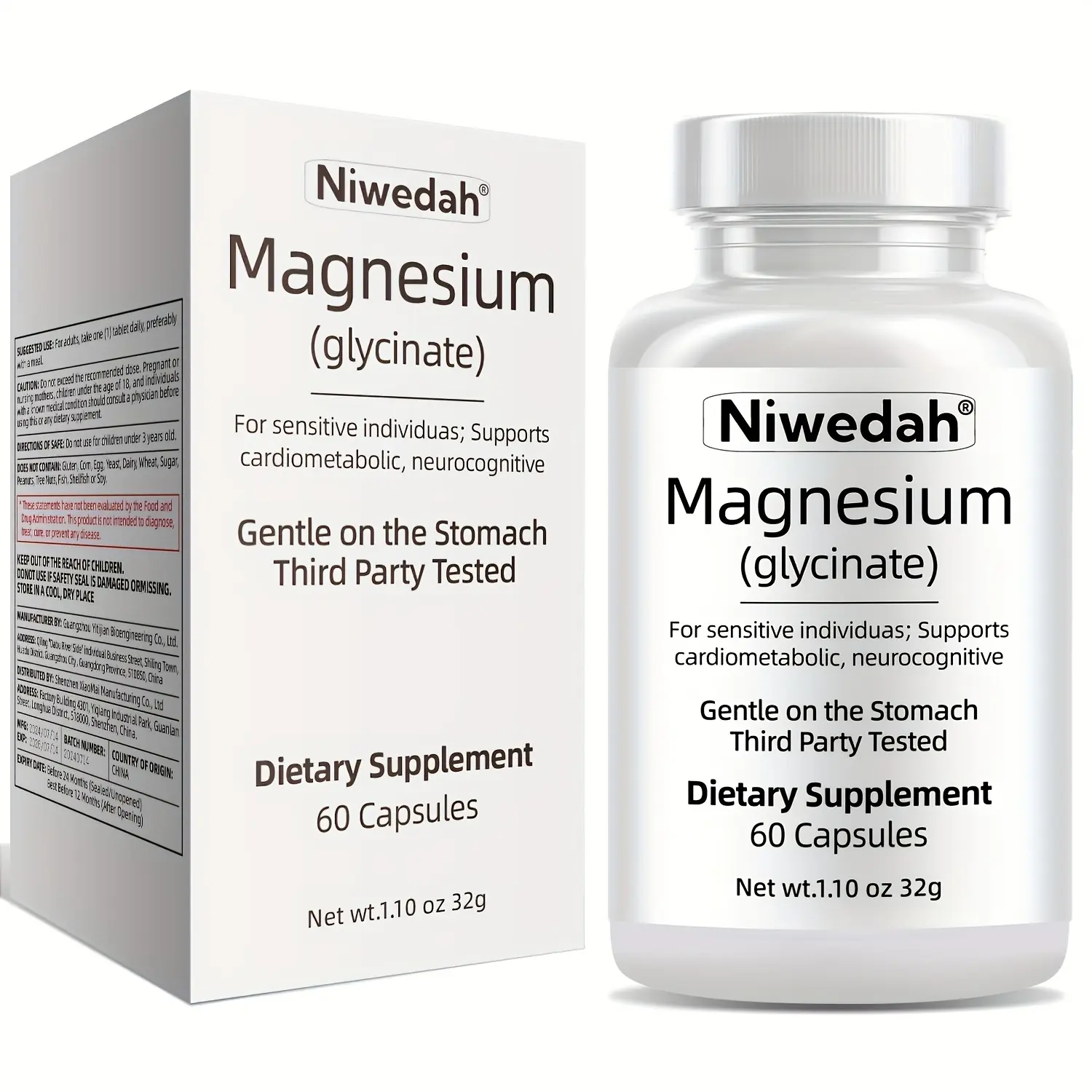High Potency Magnesium Glycinate Complex Capsules - 120ct Healthcare Supplement for Adults, Muscle Support, Daily Wellness Tablets, Body Health, Calming Mineral Aid for Better Sleep
