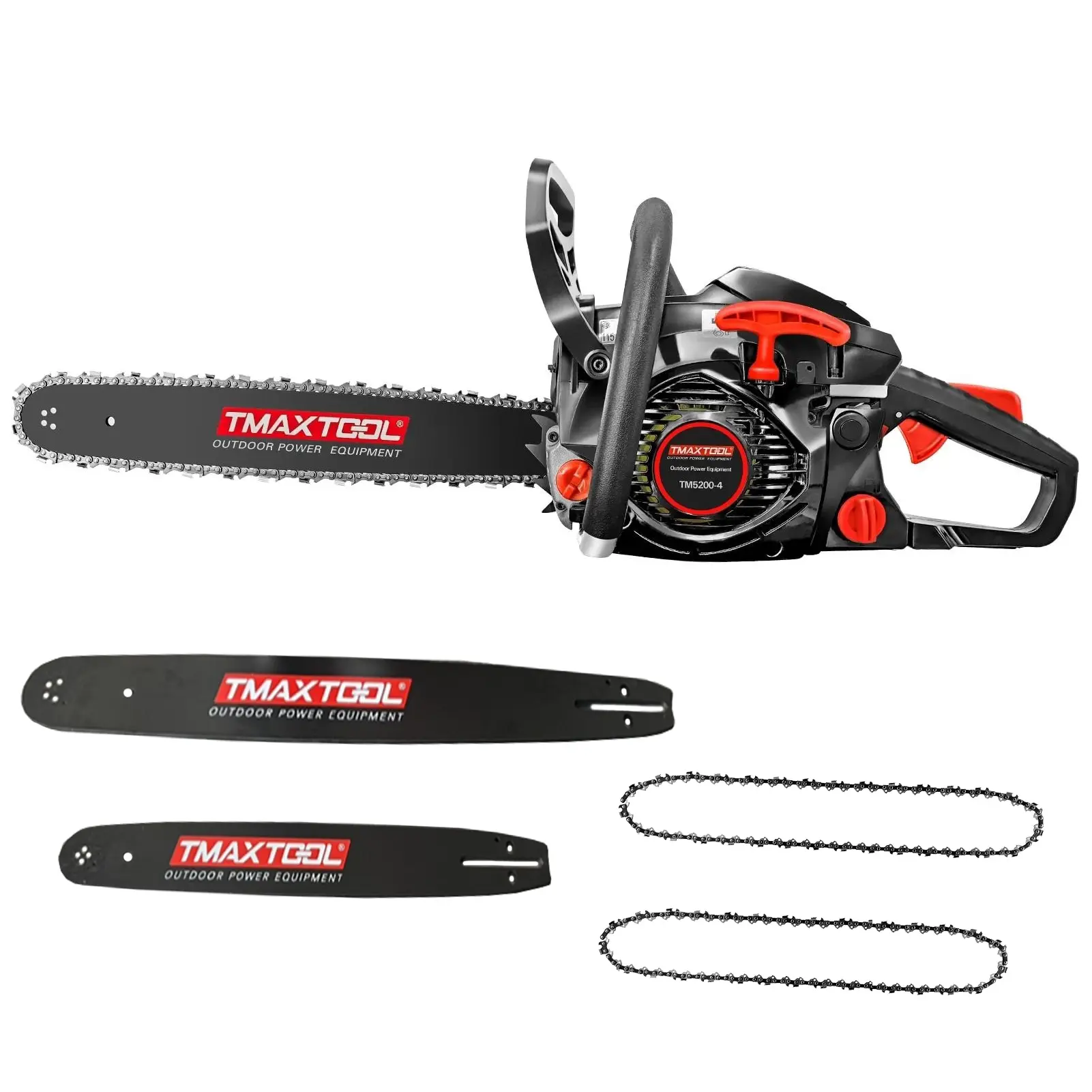 62cc Powerful 20 inch +16 inch Gas Chainsaw with 2 Stroke Perfect for Pruning, Limbing, and Sawmill Operations-black
