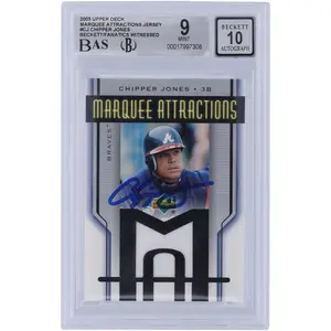 Chipper Jones Atlanta Braves Autographed 2005 Upper Deck Marquee Attractions White Jersey Relic #MA-CJ Beckett Fanatics Witnessed Authenticated 9/10 Card - Fanatics Authentic Certified