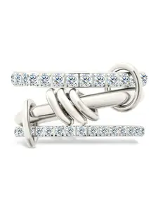 Sterling Silver Birgitta CZ Link Stacking Ring