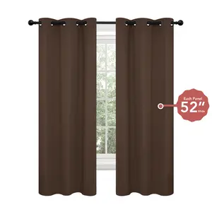 Deconovo 52W Plain Curtains 2 Panels Short Drapes for Living Room and Bedroom Thermal Insulated Room Darkening Curtains