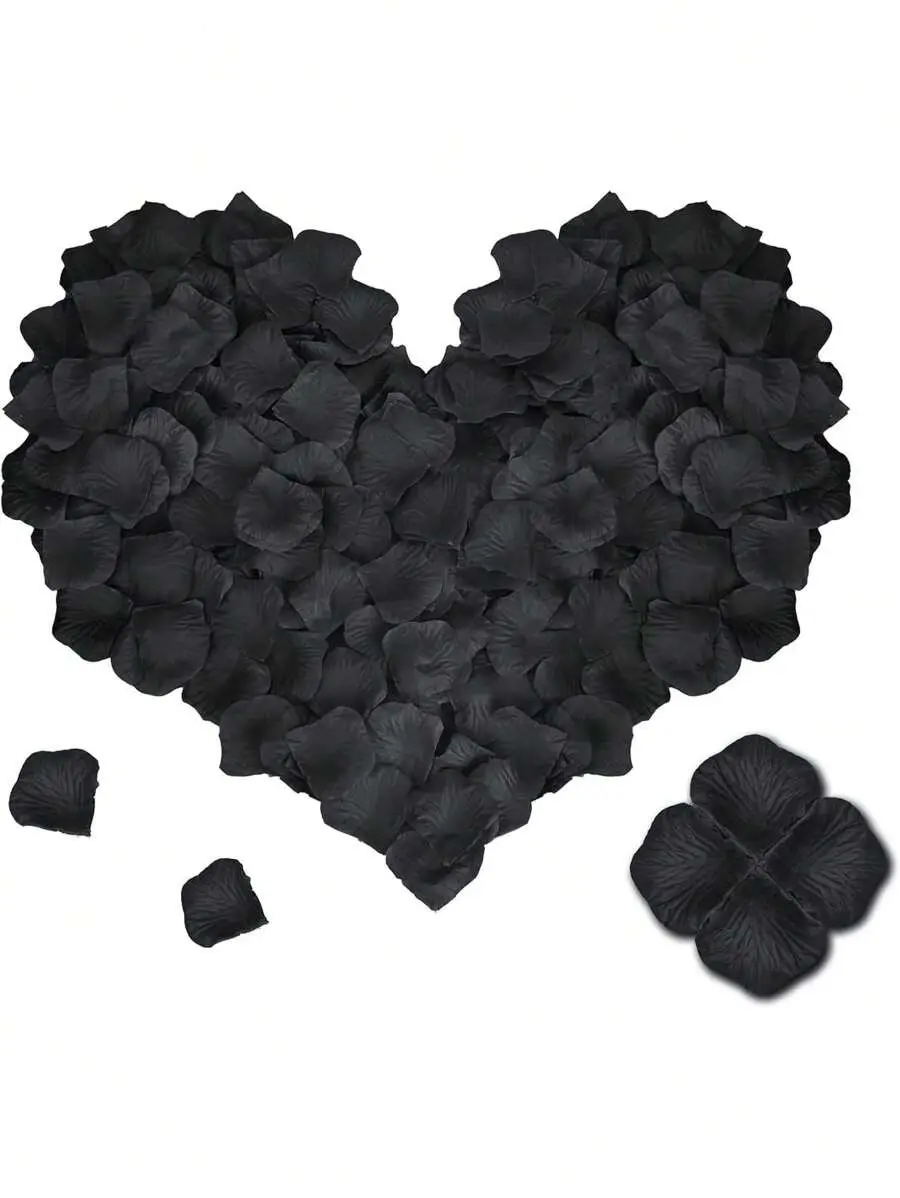 1000-Piece Bulk Artificial Rose Petals with Plastic Simulation Leaves, Faux Floral Decor for Wedding, Party Decor, Home Ornaments to Achieve Wedding-Ready Look