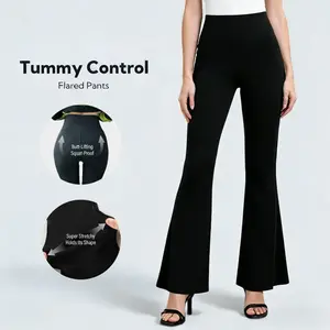 GENUWII Women's High-Waisted Fleece-Lined Flared Pants: Casual, comfortable, slimming, warm, and tummy-controlling yoga pants, suitable for winter sports and everyday wear. Made of ultra-soft fabric, with a high-waisted design, simple and stylish Legging