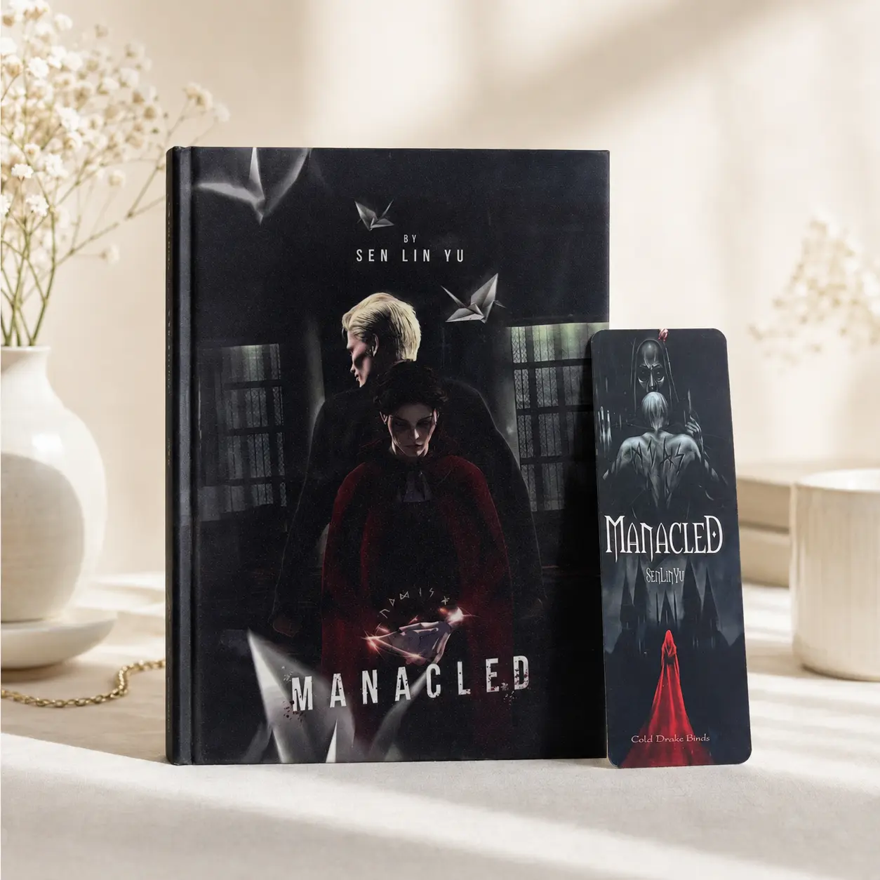 Manacled 3-in-1 Edge Print Hardcover Book, Gold Foil Dramione Fanbinding, Dark Romance Fantasy Gift, Custom Handbound Leather Hardcover with Beautiful Painted Edges | Special BookTok Novel Edition
