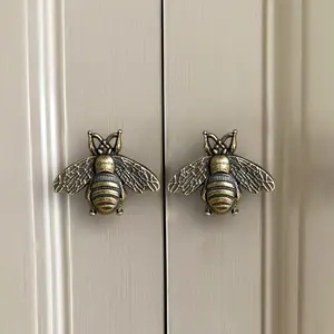 Vintage Bee Design Cabinet Knobs, Zinc Alloy Drawer Pulls, Retro Honeycomb Style Strip Hardware for Home Decor and Kitchen Cupboard
