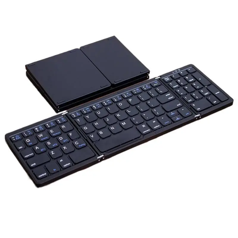 Three-mode foldable Bluetooth keyboard for tablets and mobile phones, portable mini keyboard and mouse set, rechargeable foldable wireless keyboard Three-mode foldable Bluetooth keyboard for tablets and mobile phones, portable mini keyboard and mouse set, rechargeable foldable wireless keyboard