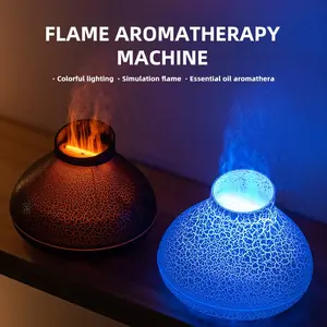 Colorful Flame Diffuser Humidifier, USB Powered, Crackle Flame Design, Essential Oil Compatible, Relaxing Indoor Atmosphere, Moisturizes Air