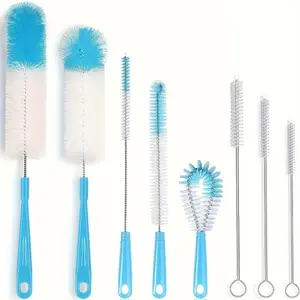 8 Pcs Bottle & Straw Cleaning Brush Set – Cleaner, Long handle cup brushes for water bottles, tea cups and straws. Multipurpose kitchen cleaning tools for grooves and hard-to-reach corners, ideal for removing tea stains and daily cleaning.