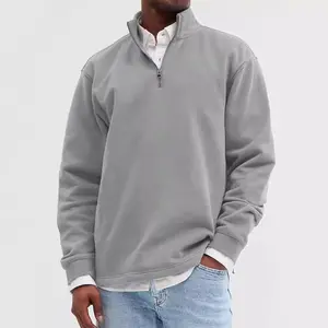 Men’s Long Sleeve Quarter Zip Stand Collar Pullover Hoodie Sweatshirt