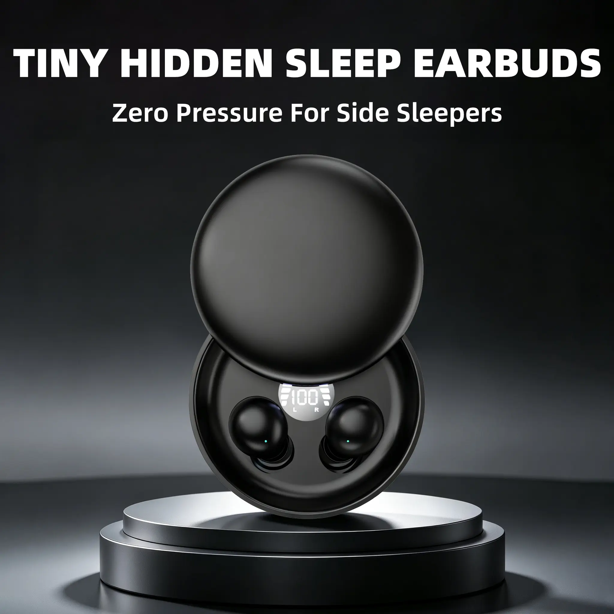 Tiny Hidden Mini Sleep Earbuds, Bluetooth 5.4 Ultra Flat Zero Pressure Headphones, Skin-Friendly Anti-Drop Silicone Ear Tips, Noise Blocking Stereo Sound, Mini LED Digital Charging Case For ASMR, Podcast, Side Sleeping, Office Nap & Daily Travel,
