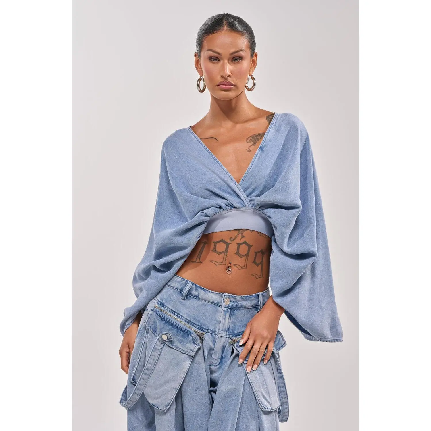 DRIFTING AWAY BLOUSE IN LIGHT BLUE DENIM