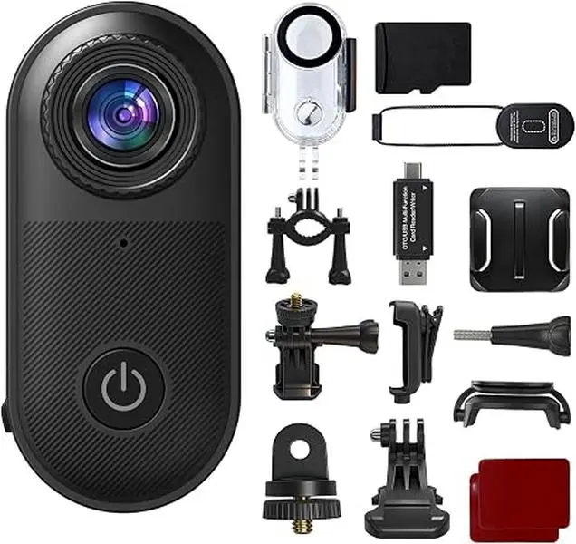 32GB Mini Wearable Body Camera, Hands-Free POV Action Camera with Strong Magnetic Clip, Waterproof Protective Case, 130° Ultra Wide Angle Recording for Cycling, Hiking, Daily Vlogging (Black)