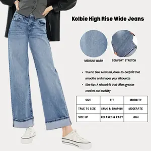 KANCAN - Kolbie Women's Denim High Rise Cuffed Wide