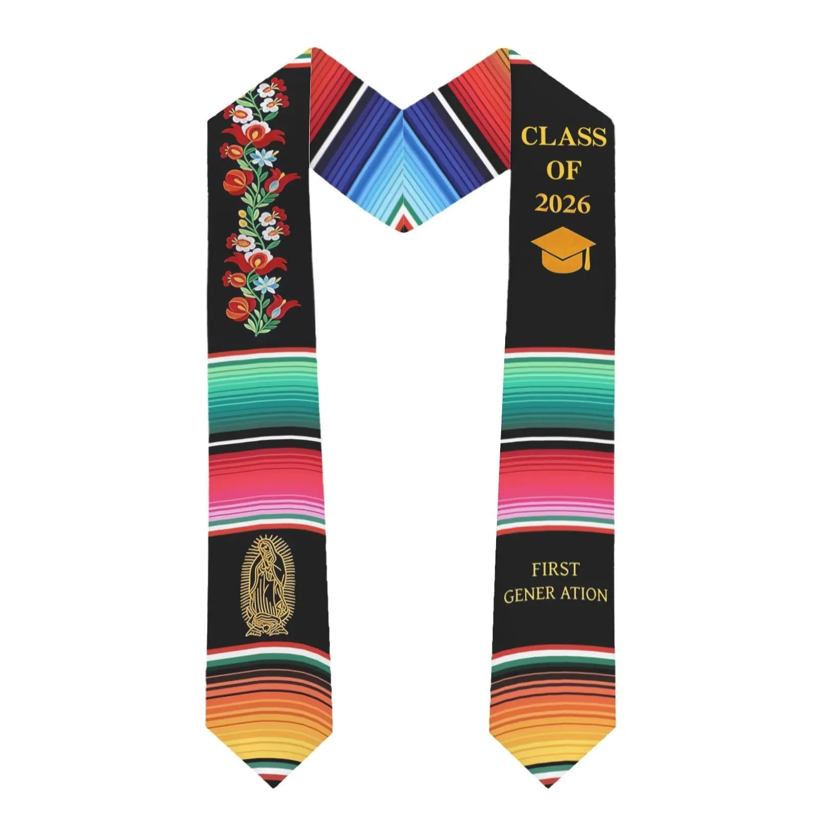 First Generation Graduation Stole Mexican Graduation Sash Class 2026 Virgen De Guadalupe Serape Stole for Graduates