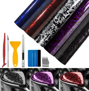 1ft x 5ft Forged Carbon Fiber Vinyl Wrap, High Gloss Car Wrap Vinyl Roll, Auto DIY Decal Film Sheet with Air Release Technology, Self-Adhesive Car Wrapping