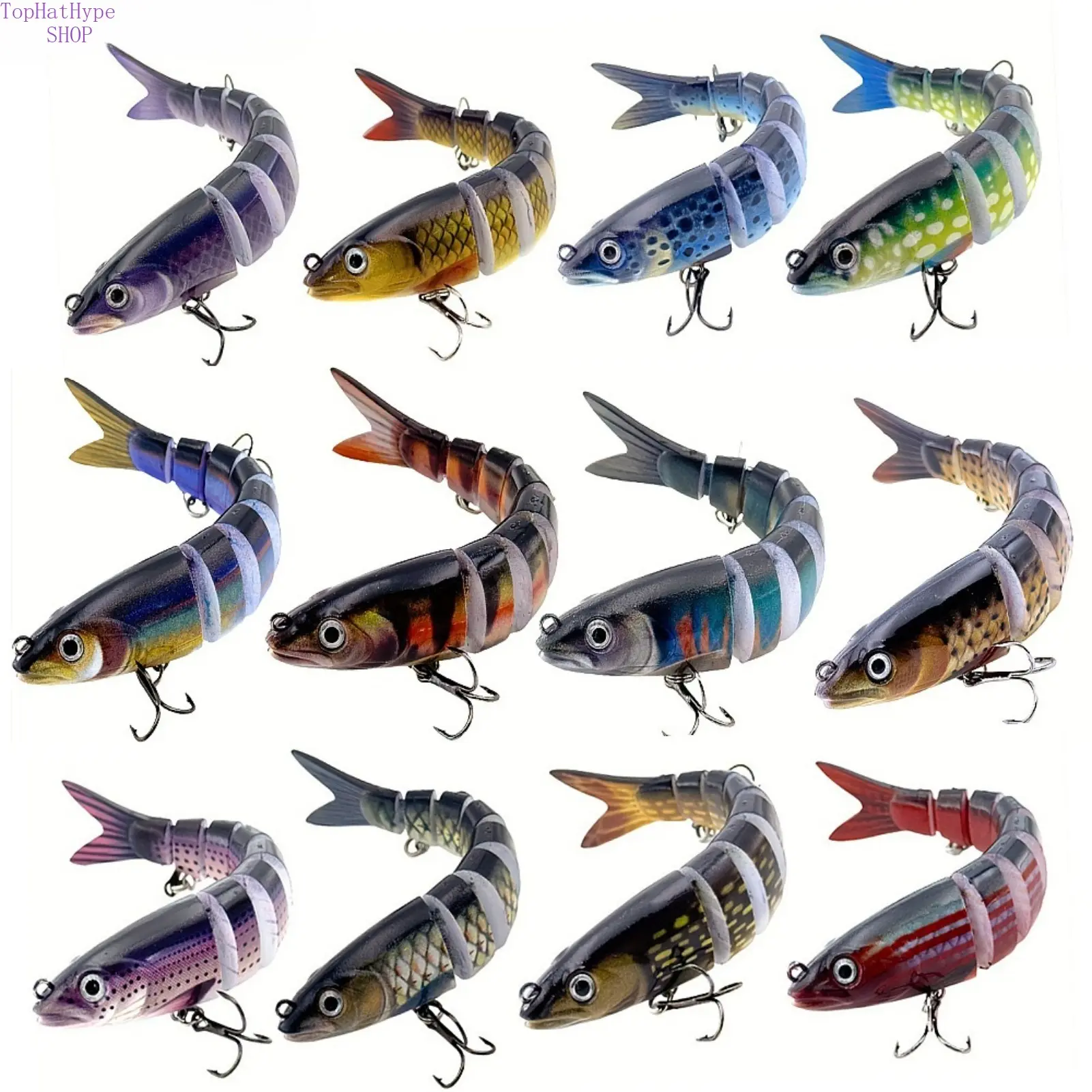Fishing Lures Set, 19g 8-Segment Multi-Jointed Floating-Sinking Minnow & Pencil Hard Baits, Realistic Swim Action, Sharp Treble Hooks, Long Casting for Freshwater Saltwater Bass Fishing Tackle