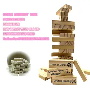 Valentine’s Day Wooden Block Stacking Game – 48-Piece Fun for Girlfriends, Boyfriends, Newlyweds & Couples