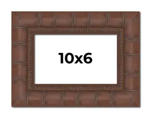 10x6 Brown Wide Bamboo Picture Frame - UV Acrylic, Foam Board Backing, Hanging Hardware