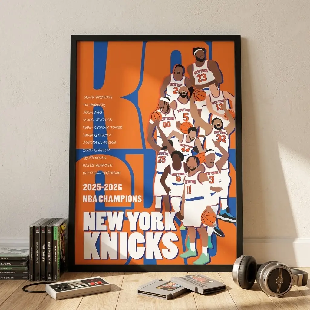New York Knicks 2026 Champions Poster, NBA Finals Wall Art, Basketball Fan Print, Sports Room Decor, No Frame
