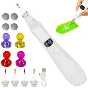 Electric Diamond Art Paint Pen Kit, Adjustable 3 Suction Modes with 4 Locators & 4 Replacement Heads, Vacuum-Powered DIY Needlework Tool for Hobbies