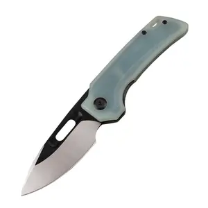 G10 Handle Folding Utility Knife, EDC Pocket Knife, Heavy Duty Cardboard Box Slicing Knife, Home Use, Utility Knife with Pocket Clip and Keyhole