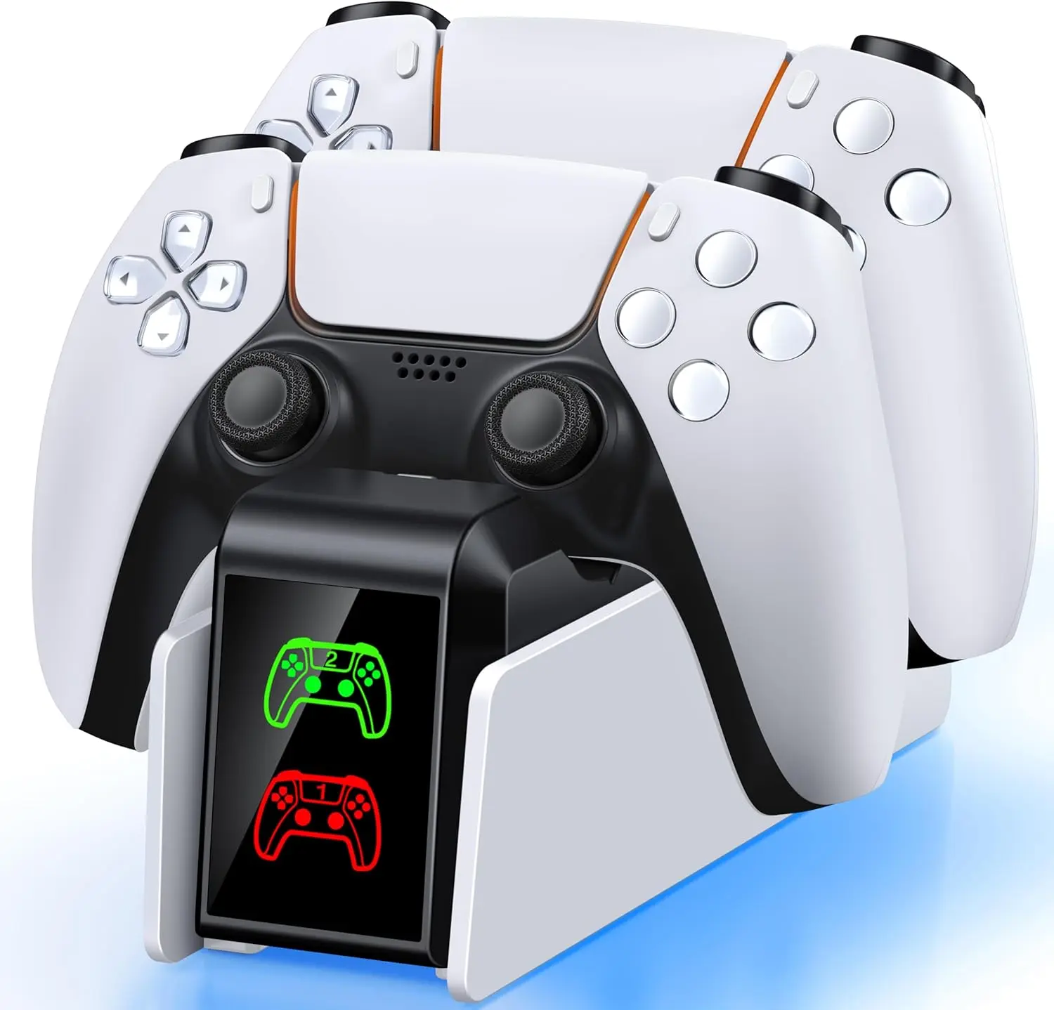 PS5 Wireless Dual Charging Station with LED Light Indicator - White Gaming Console Accessories for PlayStation 5 DualSense & Edge Gamepads, Gamepad, Ps5 Edge Controllers