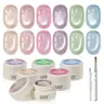 GAOY Sheer Silk Cat Eye Gel Nail Polish Set 6 Colors, Mermaid Prism | Jelly Pink Blue Green Holographic, for Salon Manicure & Nail Art DIY at Home