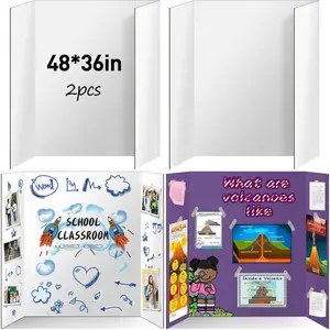 2 Pack Trifold Poster Board 48" X 36",  Double Sided White Poster Boards, Science Fair Display Boards Posterboard for Mounting, Prints,Art,Display,Projects Classroom Supplies