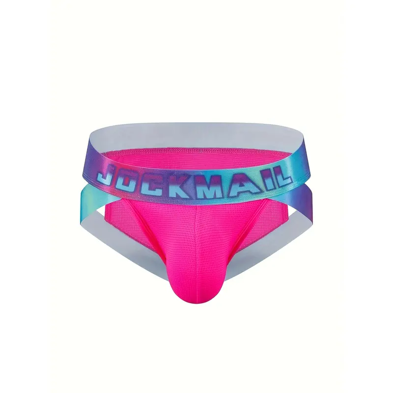 Men's Nylon Solid Athletic Briefs - U-Convex Large Pouch, Mesh Breathable, Stretchy Comfy, Rose Red, M Size, Synthetic Fabric Menswear for Active Male Use, XXL Option, Synthetics