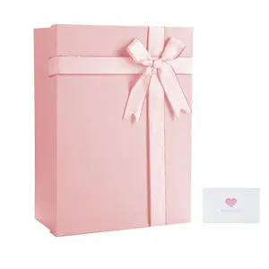 1pcs Square Gift Boxes with Lids Set Gift Box  Gift Boxes for Presents Birthday Bridesmaid Wedding Valentines Christmas Party Favor ﻿（pink）