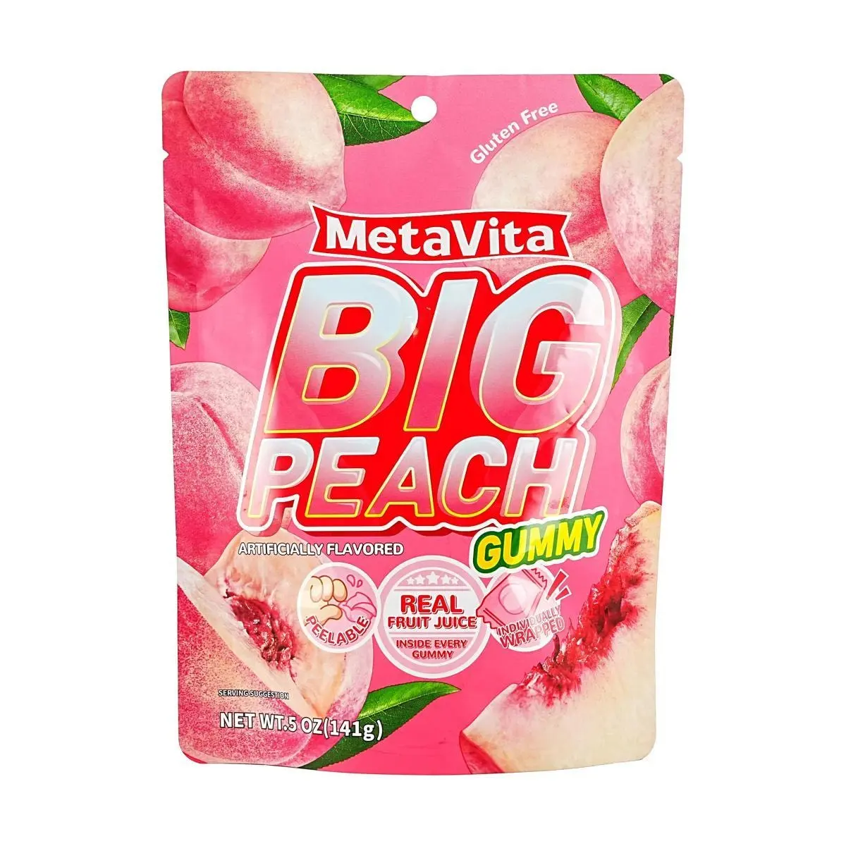 METAVITA Peach Gummy Snacks - Real Fruit Juice, Soft & Chewy, 141g Bag METAVITA Peach Gummy Snacks - Real Fruit Juice, Soft & Chewy, 141g Bag
