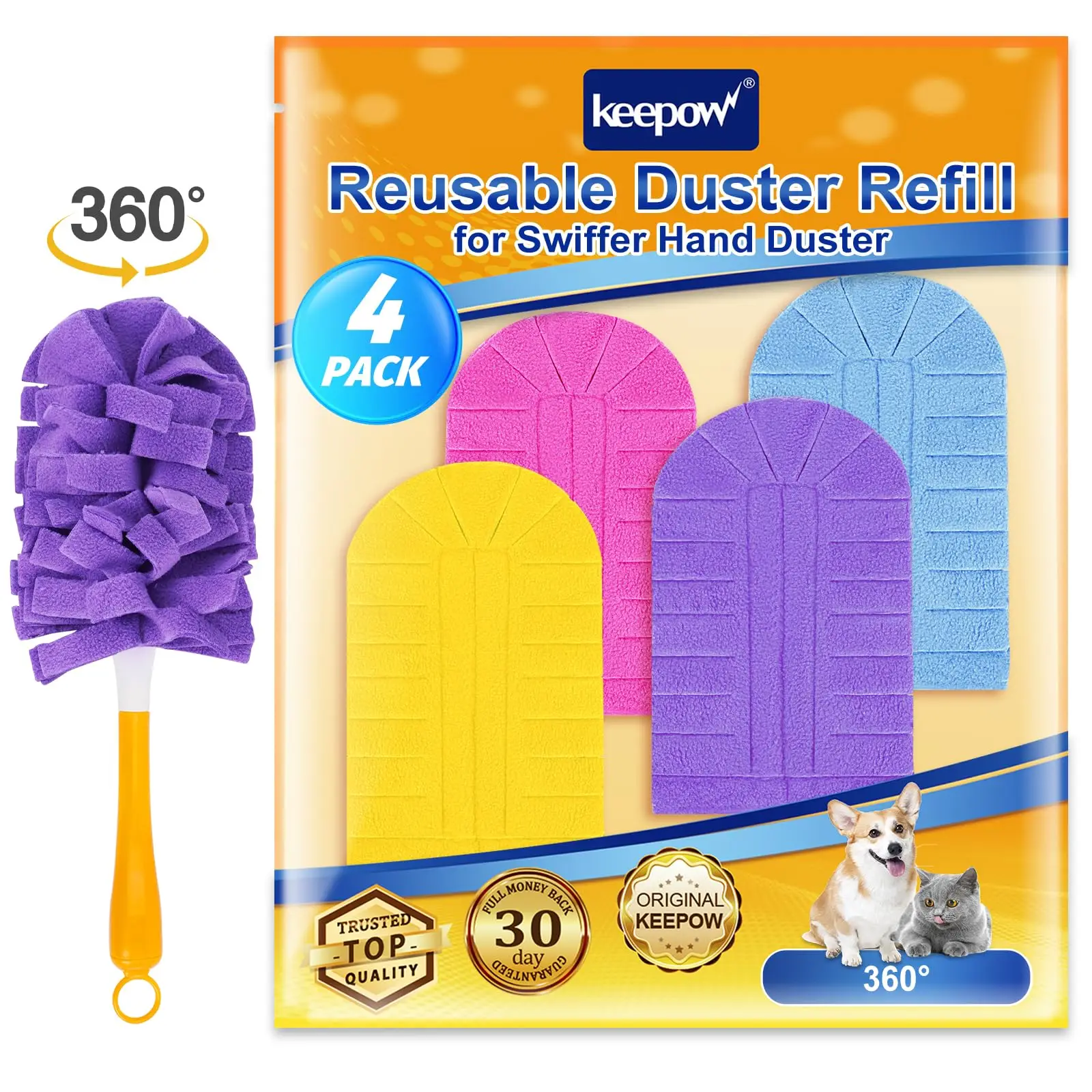 KEEPOW Reusable Duster Refill Compatible with Swiffer 360 Degree Dusters Refills for Cleaning 4 Pack (Handle is Not Included) TikTokShopfalldealsforyo