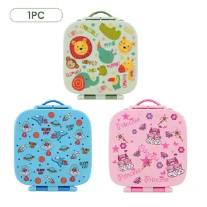 1pc Cute Cartoon Lunch Box Bento Box with 4 Compartments and Removable Divider, Back to School Season Ideal Leak-Proof Lunch Box Containers Student Lunch Box Christmas Gift