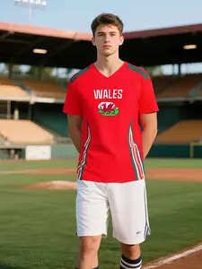 2026 Football World Cup Wales Vintage Dragon Print T-Shirt, Unisex Fan Culture Tee, Sporty Casual Short Sleeve, All Seasons