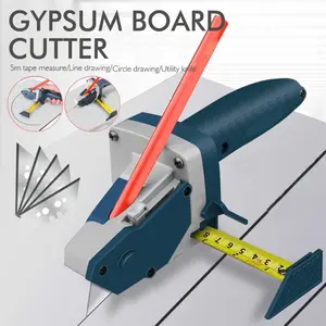 Drywall Cutting Tool - Gypsum/Rock/Cardboard Cutter with 15 Blades & Pencil, Industrial Grade Alloy Blade, All-in-One Hand Tool for Gypsum Board Cutting
